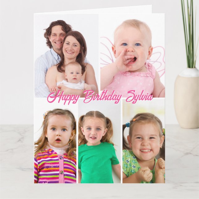 Custom Foto Collage Geburtstag Karte (Vorderseite)