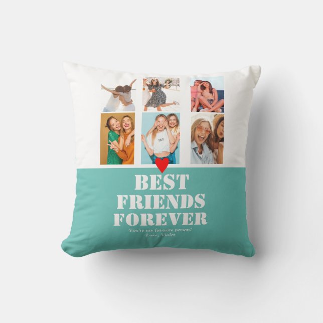 Custom Foto Collage Geschenk BESTE FREUNDIN Bestie Kissen (Vorderseite)
