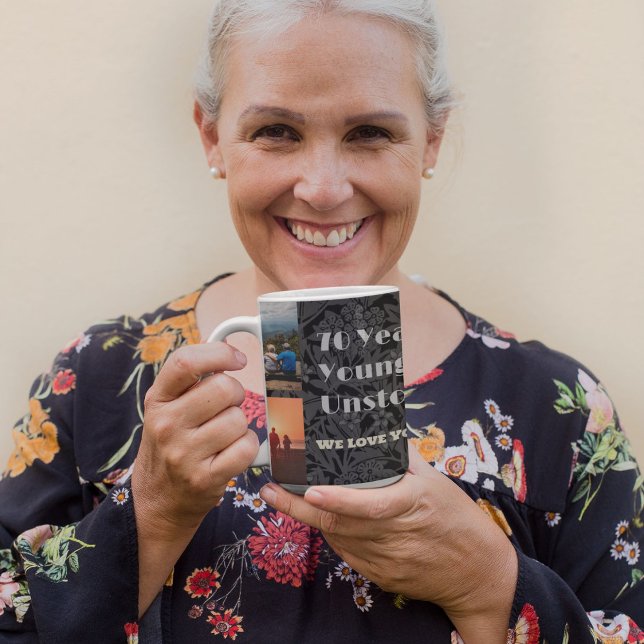 Custom Foto Collage Geschenke für 70 Jahre alte Fr Tasse (Custom Photo Collage Gifts for 70 Year Old Woman Mug)