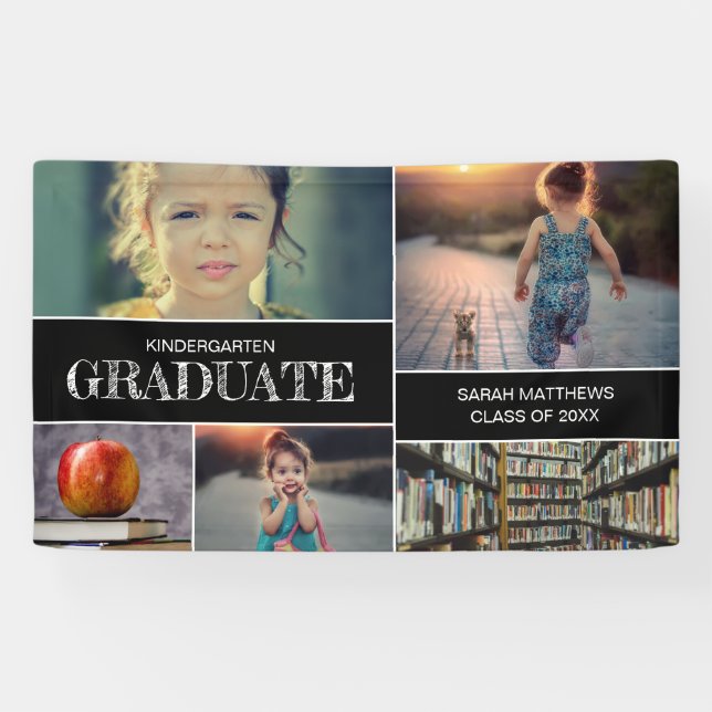 Custom Foto Collage Kindergarten Abschluss Banner (Horizontal)