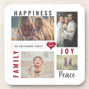 Custom Foto Collage Liebe Joy Family Getränkeuntersetzer