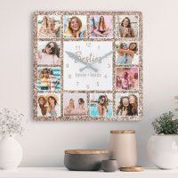Custom Foto Collage Rose Gold Glitzer Freundschaft