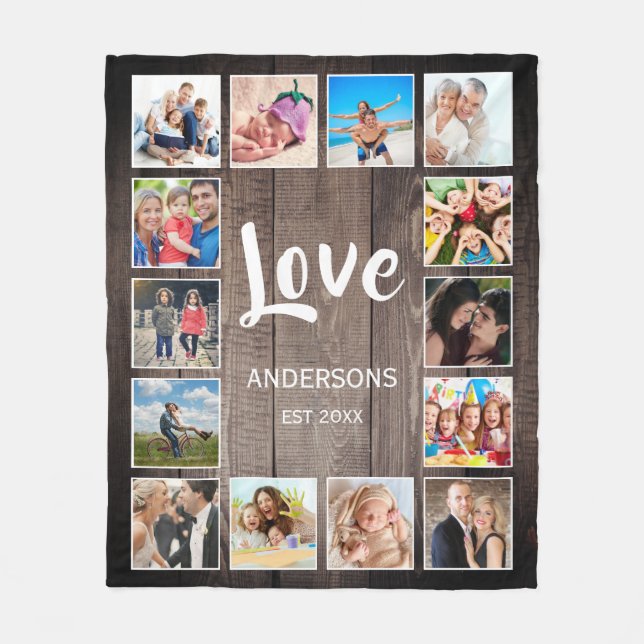 Custom Foto Collage Rustic Bauernfamilie Fleecedecke (Vorderseite)