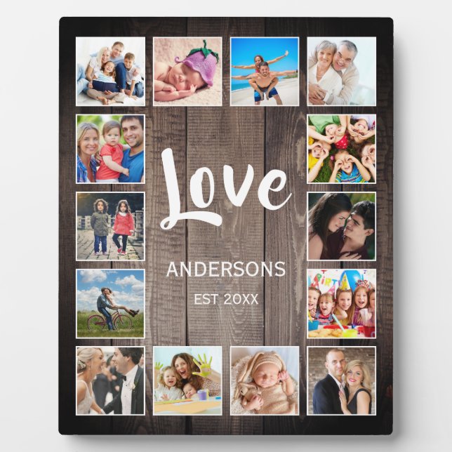 Custom Foto Collage Rustic Bauernfamilie Fotoplatte (Vorderseite)