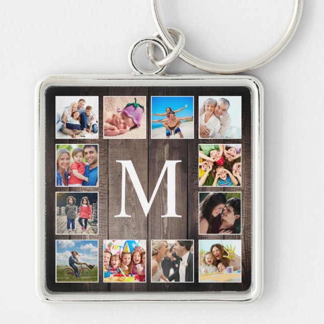 Custom Foto Collage Rustic Bauernfamilie Schlüsselanhänger (Vorne)