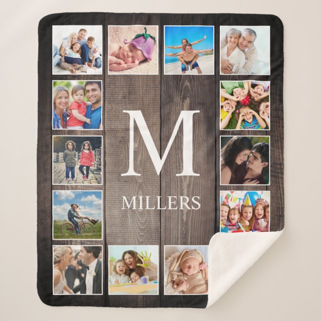 Custom Foto Collage Rustic Bauernfamilie Sherpadecke (Vorderseite)