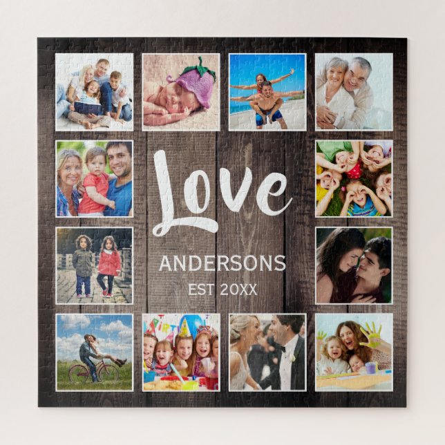 Custom Foto Collage Rustic Farmhouse Love Family (Vertikal)