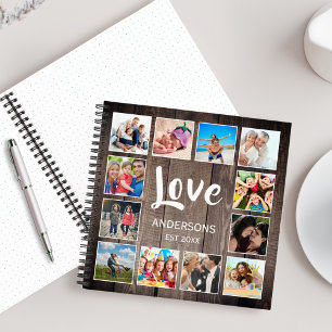 Custom Foto Collage Rustic Farmhouse Love Family Notizbuch