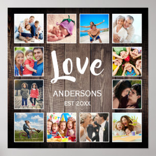 Custom Foto Collage Rustic Farmhouse Love Family Poster