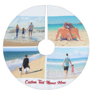 Custom Foto Collage Text Christmassen Tree Skirt Polyester Weihnachtsbaumdecke