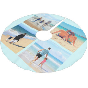 Custom Foto Collage Tree Skirt Ihre Familie Fotos Polyester Weihnachtsbaumdecke