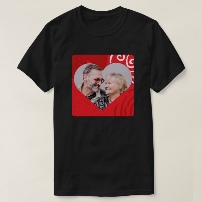 Custom Foto Cutout Heart Valentine T - Shirt (Design vorne)