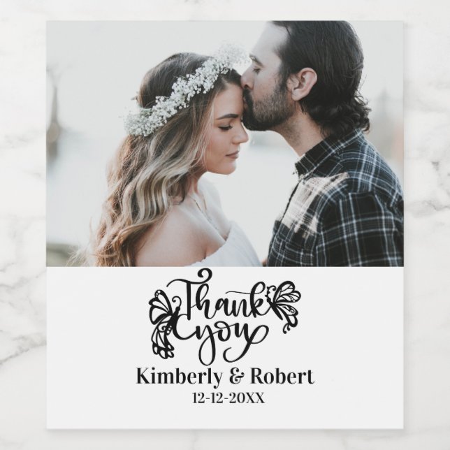 Custom Foto Danke Hochzeit Weinetikett (Einzelnes Label)