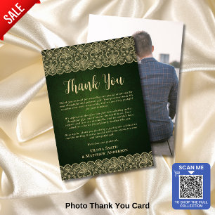 Custom Foto Danke Rustic Green Gold Lace