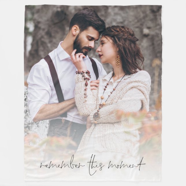 Custom Foto Denken Sie an diesen Moment Hochzeit Fleecedecke (Vorderseite)