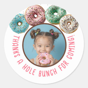 Custom Foto Donut Geburtstag dank Hole Bunch Runder Aufkleber