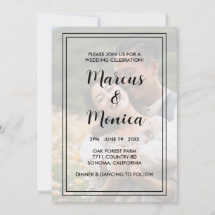 Custom Foto Einfaches Chic Minimal Hochzeit Einladung