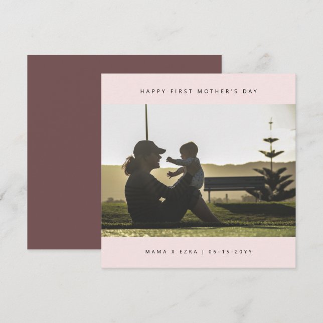 Custom Foto Elegant First Mother's Day Modern Karte (Vorne/Hinten)