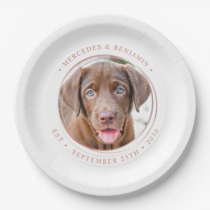 Custom Foto Elegante Rose Gold Persönliche Hochzei Pappteller
