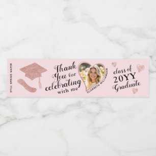 Custom Foto Eleganter Rosa Abschluss Vielen Dank