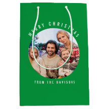 Custom Foto Familienname Frohe Weihnachtsgrün