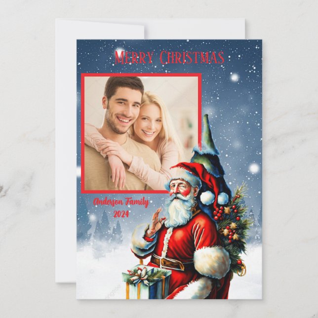 Custom Foto Family Christmas Card Einladung (Vorderseite)