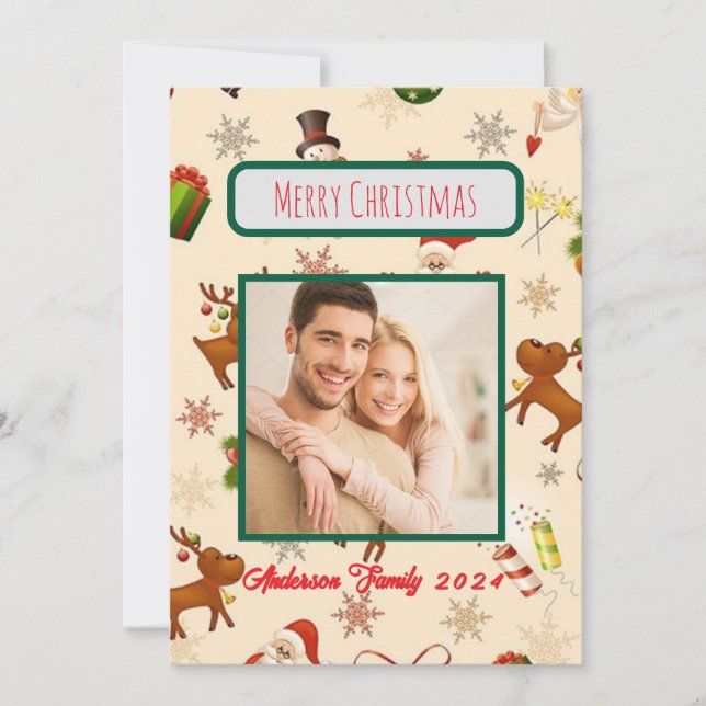 Custom Foto Family Christmas Card Einladung (Vorderseite)