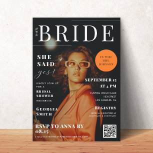 Custom Foto Fashion Magazine Cover Brautparty Einladung