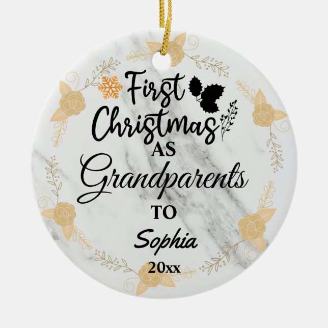 Custom Foto First Christmas als Großeltern 2023 Keramik Ornament (Vorne)