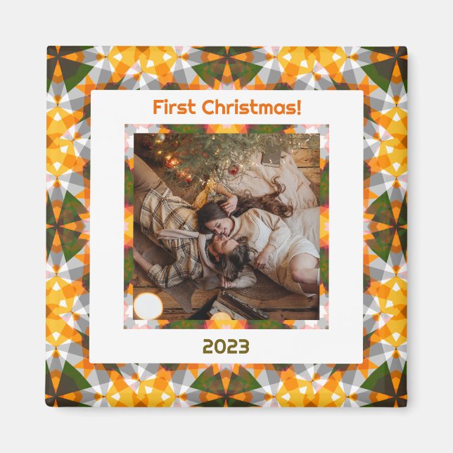Custom Foto First Christmas New Weds New Zuhause Magnet (Vorne)