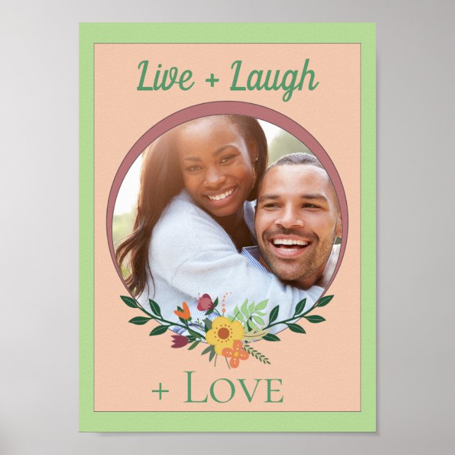 Custom Foto Floral Minze Grün und Rosa Poster (Vorne)