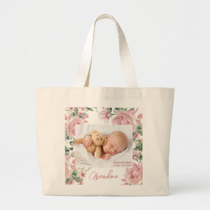 Custom Foto Floral New Baby Jumbo Stoffbeutel