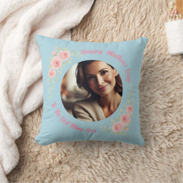 Custom Foto Floral Throw Pillow - Muttertag Kissen