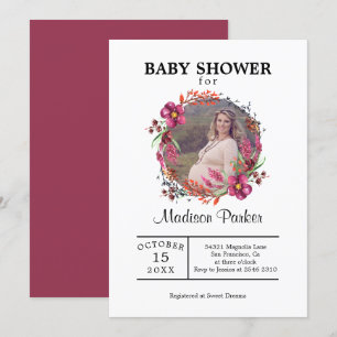 Custom Foto Floral Wreath Einladung