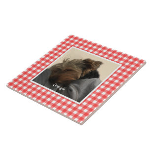 Custom Foto Frame Country Red Buffalo Karo Kariert Fliese