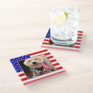 Custom Foto Frame USA American Flag Patriotic Fun Glasuntersetzer