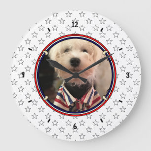Custom Foto Frame USA American Flag Patriotic Fun Große Wanduhr