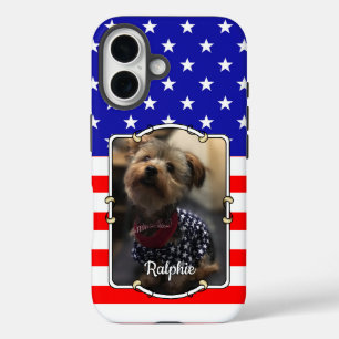 Custom Foto Frame USA American Flag Patriotic Fun iPhone 16 Hülle