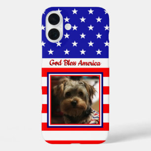 Custom Foto Frame USA American Flag Patriotic Fun iPhone 16 Plus Hülle