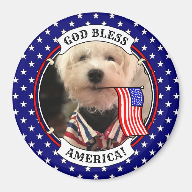 Custom Foto Frame USA American Flag Patriotic Fun Magnet (Vorne)