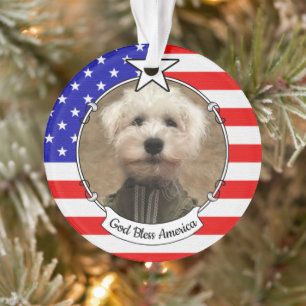 Custom Foto Frame USA American Flag Patriotic Fun Ornament