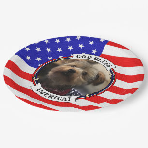 Custom Foto Frame USA American Flag Patriotic Fun Pappteller