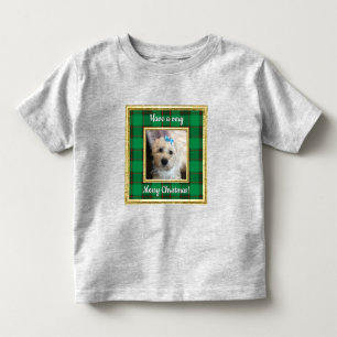 Custom Foto Frame Weihnachtsrot & Grün Kariert Kleinkind T-shirt