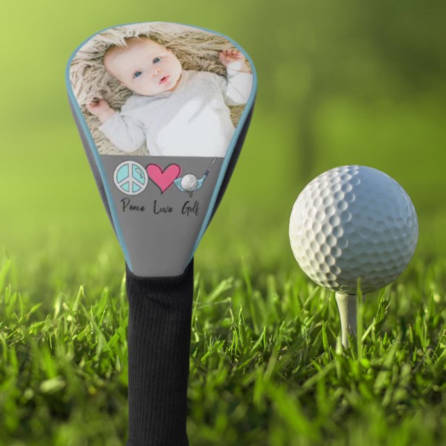 Custom Foto Frau Oma Mama Liebe Golf Golf Headcover (Custom Photo Woman Grandma Mom Peace Love Golf Golf Head Cover)