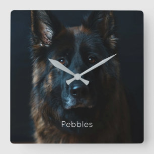 Custom Foto German Shepherd Quadratische Wanduhr