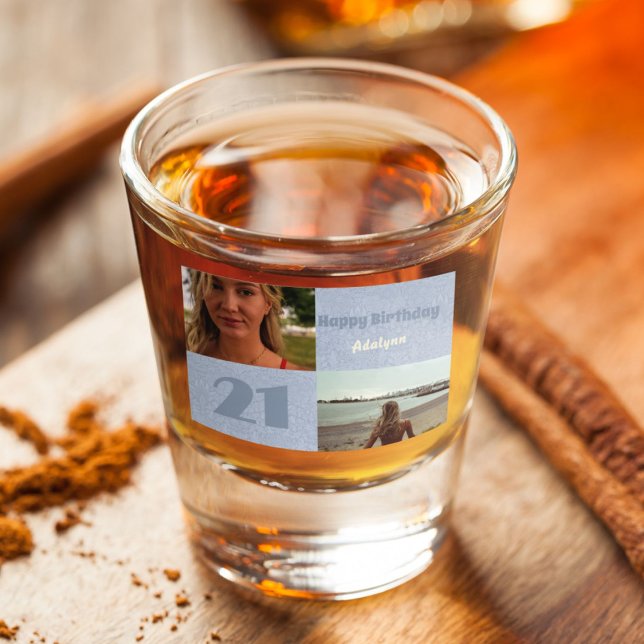 Custom Foto Geschenke für 21 Jahre alt Weiblich Bl Schnapsglas (Gifts for 21 Year Old Female)