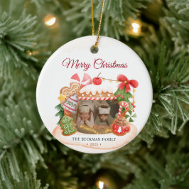 Custom Foto Gingerbrei House Weihnachten Keramik Ornament