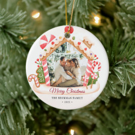 Custom Foto Gingerbrei House Weihnachten Keramik Ornament