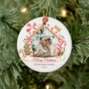 Custom Foto Gingerbrei House Weihnachten Keramik Ornament