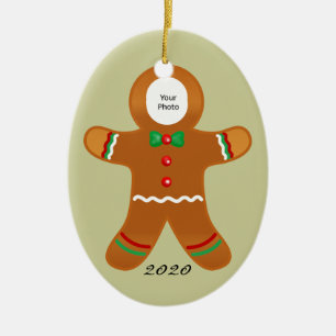 Custom Foto Gingerbrot Man Weihnachten Keramik Ornament